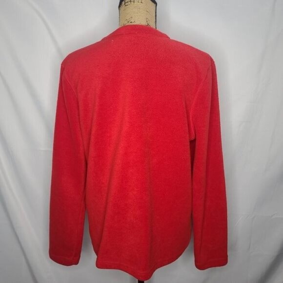 Vintage 80's Red Fleece Ugly Christmas Cardigan Medium - Picture 3 of 9